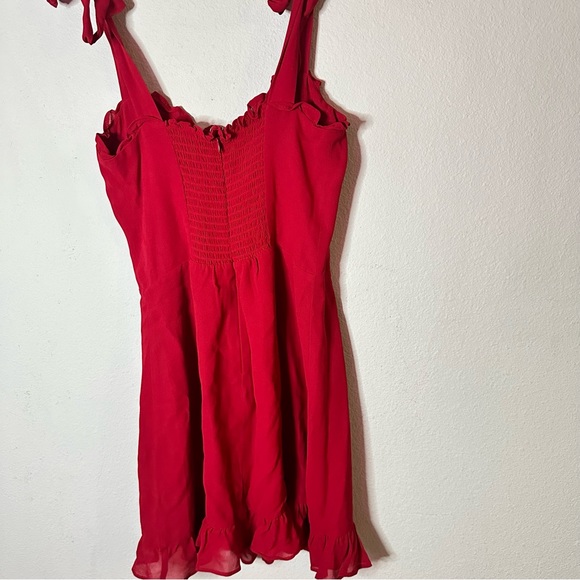 NWOT Reformation Christine Red Chiffon Mini Dress 2 - Picture 13 of 14